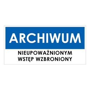 ARCHIWUM, niebieski - naklejka 190x90 mm