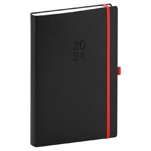 Daily Diary 2024 A5 Nox - black/red