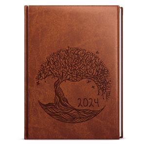 Daily Diary 2024 Adam Vivella with hot stamping B6 - Brown - Tree