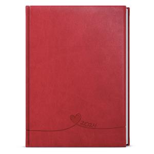 Daily Diary 2024 Adam Vivella with hot stamping B6 - Red - Hearts