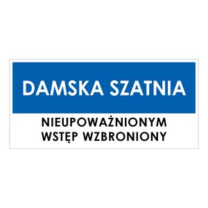 DAMSKA SZATNIA, niebieski - naklejka 190x90 mm