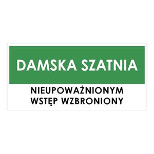 DAMSKA SZATNIA, zielony - naklejka 190x90 mm