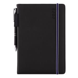 Diary AMOS weekly A5 2023 Czech - black/blue rubber band