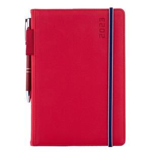 Diary AMOS weekly A5 2023 Czech - red/blue rubber band