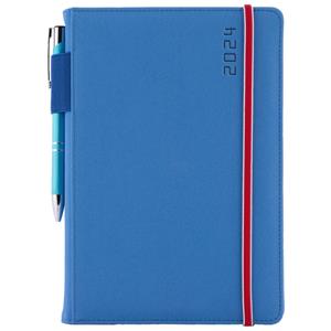 Diary AMOS weekly A5 2024 Czech - blue/red rubber band