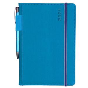 Diary AMOS weekly A5 2024 Polish - blue/blue rubber band