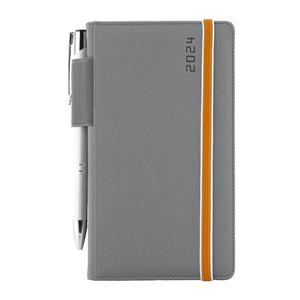 Diary AMOS weekly pocket 2024 Czech - grey/orange rubber band