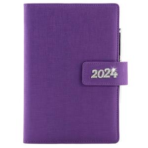 Diary BRILIANT daily A5 2024 Polish - violet