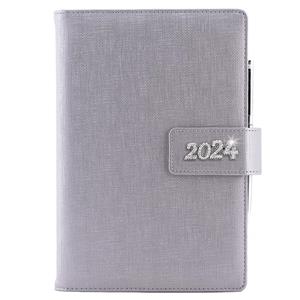 Diary BRILIANT daily B6 2024 Polish - silver