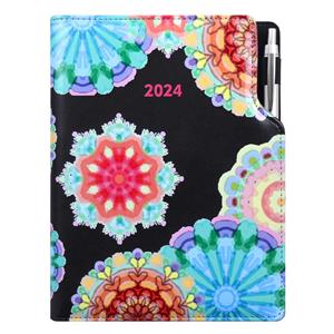 Diary DESIGN daily A4 2024 - black - kaleidoscope