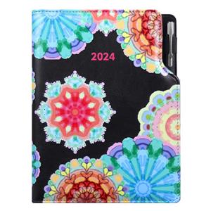 Diary DESIGN daily A5 2024 czech - black - kaleidoscope