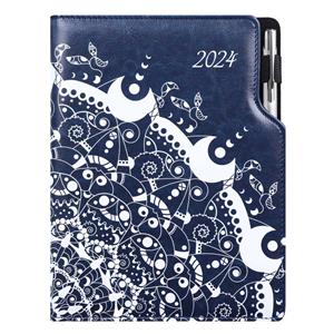 Diary DESIGN daily A5 2024 czech - blue - ornament