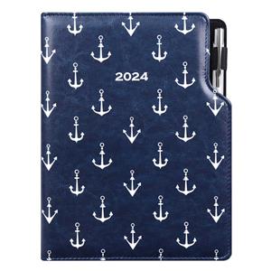 Diary DESIGN daily A5 2024 czech - blue - seafarer - anchors