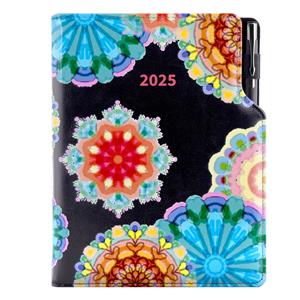 Diary DESIGN daily A5 2025 CZ - black - kaleidoscope