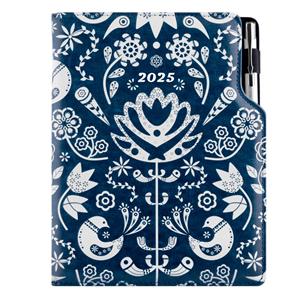 Diary DESIGN daily A5 2025 CZ - blue - Folk