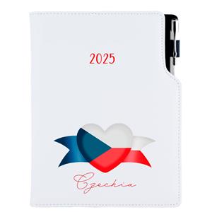 Diary DESIGN daily A5 2025 CZ - white - Czech - flag