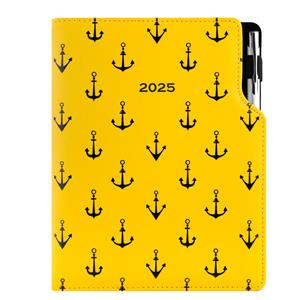 Diary DESIGN daily A5 2025 CZ - yellow - sailor - anchors