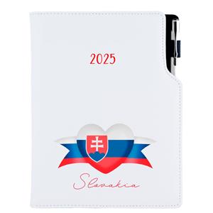 Diary DESIGN daily A5 2025 PL - white - Slovakia - flag