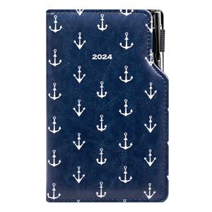 Diary DESIGN weekly pocket 2024 czech - blue - seafarer - anchors