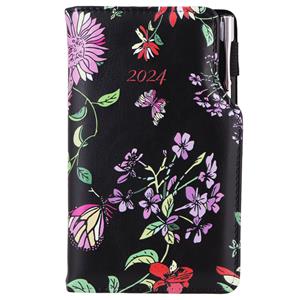 Diary DESIGN weekly pocket 2024 PL - black - flowers