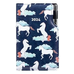 Diary DESIGN weekly pocket 2024 slovak - blue - horses