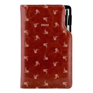 Diary DESIGN weekly pocket 2025 CZ - brown - white flower