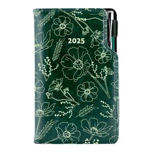 Diary DESIGN weekly pocket 2025 CZ - green - flowers