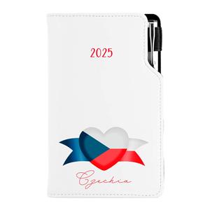 Diary DESIGN weekly pocket 2025 CZ - white - Czech - flag