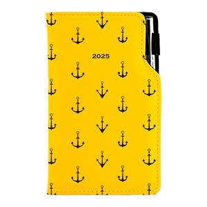 Diary DESIGN weekly pocket 2025 CZ - yellow - sailor - anchors