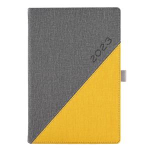 Diary DIEGO daily A5 2023 Polish - grey/yellow