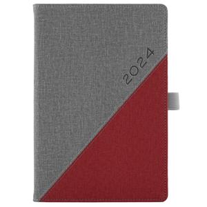 Diary DIEGO weekly A5 2024 Polish - grey/red