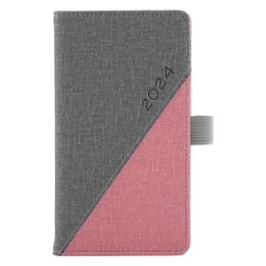 Diary DIEGO weekly pocket A5 2024 Polish - grey/pink