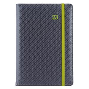 Diary ELASTIC daily A5 2023 Slovak - grafit/green rubber band