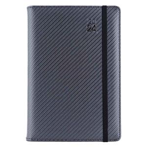 Diary ELASTIC daily A5 2024 Slovak - grafit/black rubber band