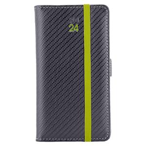 Diary ELASTIC weekly pocket 2024 Czech - grafit/green rubber band