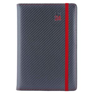 Diary ELASTIC weekly special A5 2024 - grafit/red rubber band