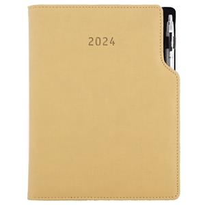 Diary GEP with ballpoint daily A4 2024 - beige