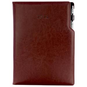 Diary GEP with ballpoint daily A4 2024 - brown