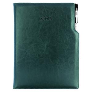 Diary GEP with ballpoint daily A4 2024 - green