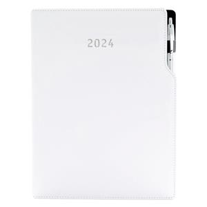 Diary GEP with ballpoint daily A4 2024 - white/white stiching