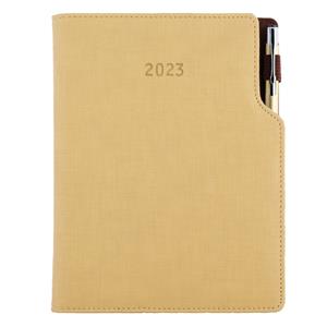 Diary GEP with ballpoint daily A5 2023 Slovak - beige