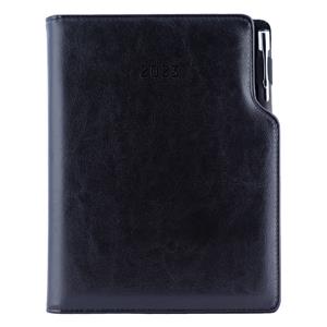 Diary GEP with ballpoint daily A5 2023 Slovak - black/black velvet