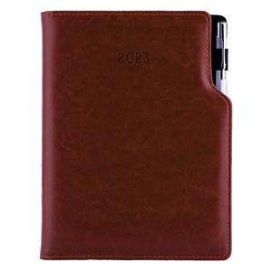 Diary GEP with ballpoint daily A5 2023 Slovak - brown