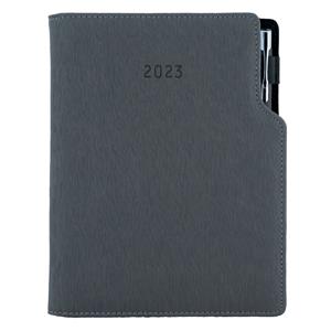 Diary GEP with ballpoint daily A5 2023 Slovak - grey