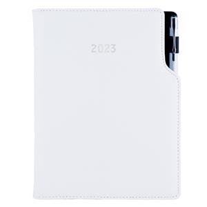 Diary GEP with ballpoint daily A5 2023 Slovak - white/white stiching