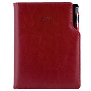 Diary GEP with ballpoint daily A5 2025 Czech - bordeaux