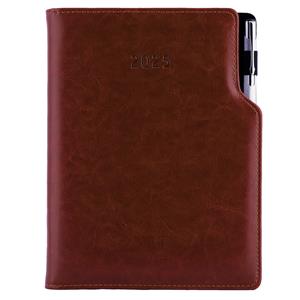 Diary GEP with ballpoint daily A5 2025 Czech - brown