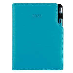 Diary GEP with ballpoint daily B6 2023 Polish - turquoise/black velvet