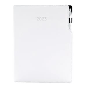 Diary GEP with ballpoint weekly A4 2023 Polish - white/white stiching