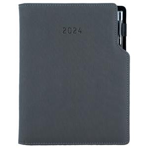 Diary GEP with ballpoint weekly A5 2024 Czech - grey